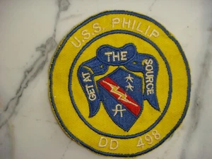 DESTRUCTOR DE LA MARINA DE ESTADOS UNIDOS. PHILIP DD 498 LLEGAR A LA FUENTE, PARCHE GUERRA DE VIETNAM - Imagen 1 de 3