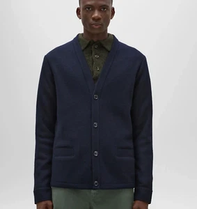 Aspesi F/W 24-25 'David' Navy Boiled Melton Flannel Wool Cardigan-Jacket L New - Picture 1 of 7