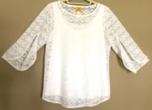 Ruby Road Damen weiß Blumen Spitze 3/4 Ärmel besondere Anlässe Hochzeit Top Small - Bild 1 von 3
