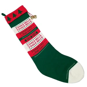 Gráfico Int. 1985 de colección Medias de Navidad de punto enorme Jingle Bells 36" rojo verde  - Imagen 1 de 9