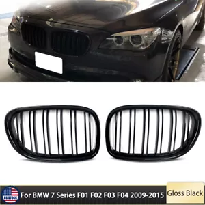Gloss Black Front Kidney Grille For BMW 7 Series F01 F02 F03 F04 740i 750i 750Li - Picture 1 of 11