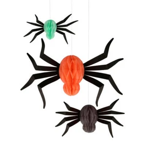 HALLOWEEN Hanging Honeycomb Spooky Spider Decorations (12 Pack) - Picture 1 of 3