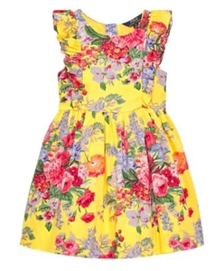 POLO RALPH LAURENFloral Printed Cotton Sateen Ruffle DressYellow Multi 24M NWT - Picture 1 of 3