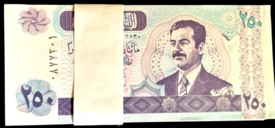 IRAQ 250 IRAQI DINARS P-88 2002 x 100 Pcs Lot BUNDLE SADDAM Pack UNC MONEY NOTE - Image 1 of 4