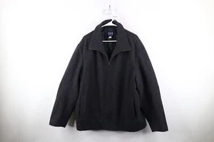 Vtg Y2K 2001 Gap Mens Large Wool Quilted Full Zip Bomber Jacket Charcoal Gray - Picture 1 of 12