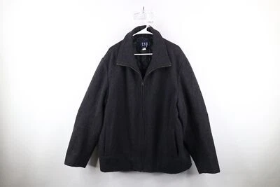 Vtg Y2K 2001 Gap Mens Large Wool Quilted Full Zip Bomber Jacket Charcoal Gray - Image 1 of 4