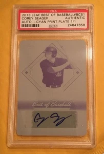 2013 Corey Seager LEAF BEST of BASEBALL PSA 1/1 PRINT PLATE CYAN AUTO ROOKIE ROY - Picture 1 of 3