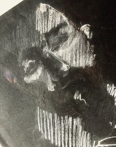Chiaroscuro Portrait in White Chalk & Red Pastel 26" Man in Monochrome Fashion - Picture 1 of 6