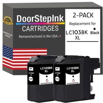 DoorStepInk Compatible Ink Cartridges For Brother LC103BK XL Black Twin Pack-USA - Image 1 of 4