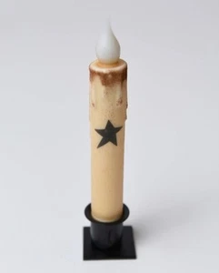 Country Primitive Black Star Battery Operated Timer Taper Candle 7" - Picture 1 of 1