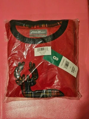 Eddie Bauer Niños 2 Piezas Ropa de Dormir Conjunto Jogger y Top ~ Rojo/Azul ~ Talla 8 ~ Nuevo Foto 1 de 2