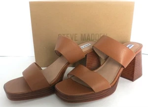 DAMEN STEVE MADDEN KAIA HELLBRAUN LEDER PLATEAU SLIPPER SANDALEN GRÖSSE 11M NEU MIT KARTON - Bild 1 von 9