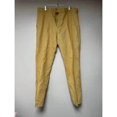 Pantalones de vestir Stacy Adams para hombre de lino y algodón caqui 38x32 Foto 1 de 4