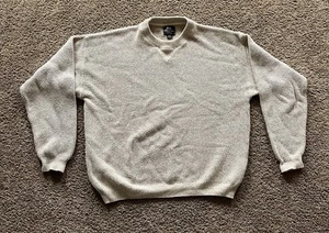 Vintage Willis & Geiger Heavy Knit Sweater sz Medium Tan Cotton Made In USA - Picture 1 of 7