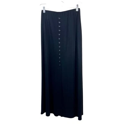 Briggs New York S Black Skirt Elastic Waist Maxi Long Slinky Ribbed Knit Vintage - Image 1 of 4