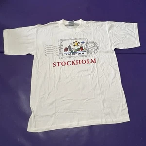 Vintage T-Shirt weiß Medium Stockholm City On Water - Bild 1 von 6