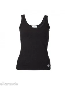 Sergio Tacchini RRP £20 Womens Black White Tennis T Shirt Vest Top Free UK Ship - Picture 1 of 3