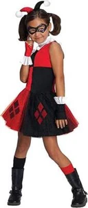Girls Harley Quinn Halloween Costume DC Comics Red Black Dress 6 Pc-sz 8/10 - Picture 1 of 8