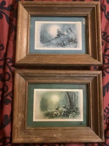 2er Set Vintage Drucke in Holzrahmen - Bild 1 von 4