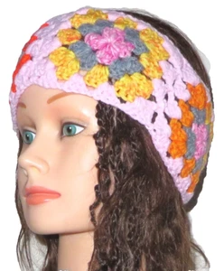Crochet Pink Size S (20 Inches Circumference) Boho Floral Headband Ear Warmer - Picture 1 of 7