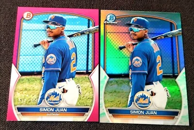 2023 Bowman Chrome Pink /299 Simon Juan Lunar Refractor #BCP-38 NY Mets - Image 1 of 2