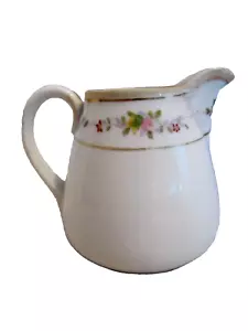 Vintage Nippon Hand Painted Creamer Pitcher. Flowers Gold Trim. 3" tall - Picture 1 of 3