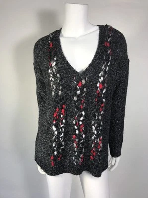 NWT Kensie Woman Sweaters V Neck Size M Black Combo - Image 1 of 4