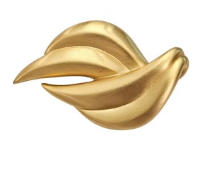 Anne Klein Matte Gold Tone Modernist Ribbon Brooch Pendant Signed, L824 - Picture 1 of 13