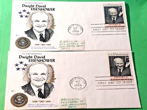 Dwight David Eisenhower (President) FDI 6c 1969 Cover Lot of 2 - Picture 1 of 2