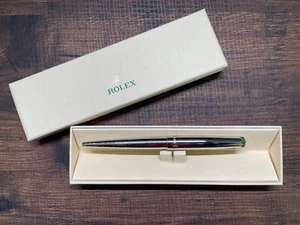 Authentic Rolex Ballpoint Pen Rare Silver Platinum Finish WAVE PATTERN In Box - Picture 1 of 7