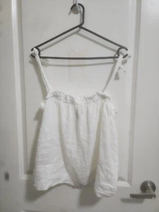NATIVE SPEAKER 100% LINO Linen Cami Ivory, One Size Semi Sheer - Picture 1 of 6