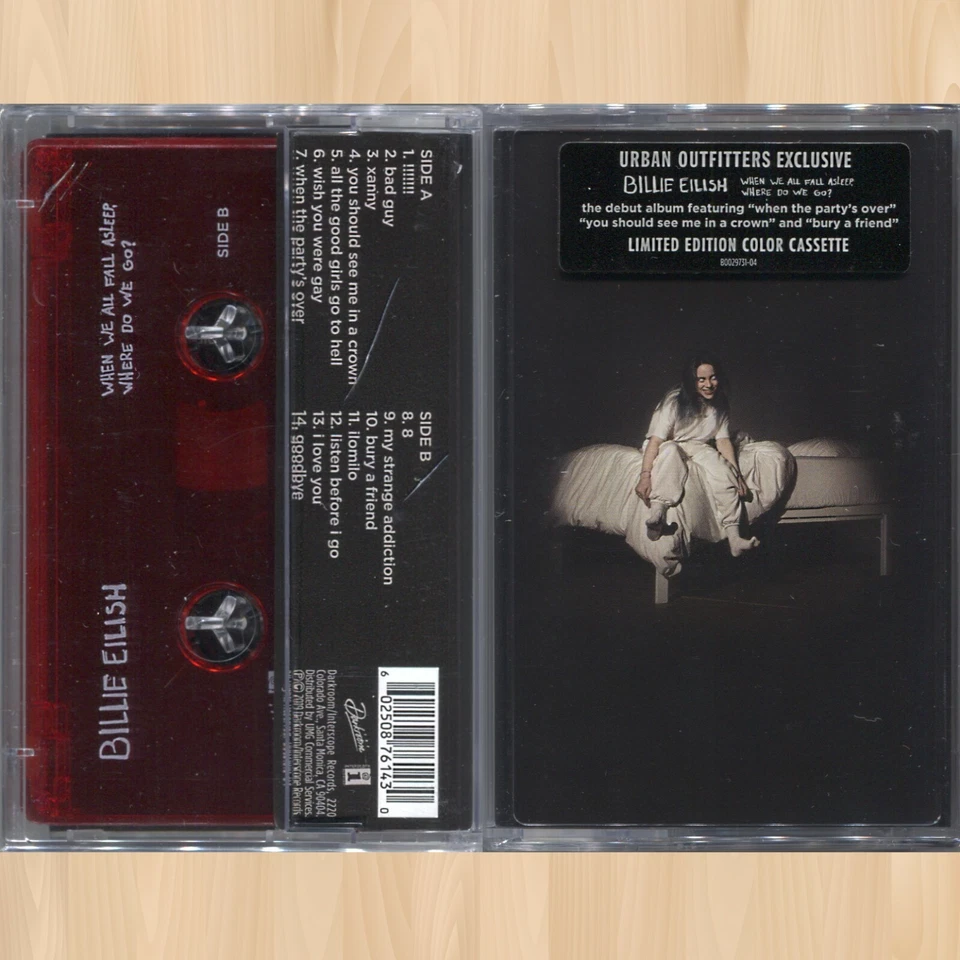 RED CASSETTE---- Billie Eilish WHEN WE ALL FALL ASLEEP UO Exclusive Tape 0118 - Image 1 of 2