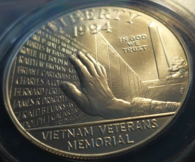 (MS70)VIETNAM 1994W(ANACS) VETERANS MEMORIAL SILVER DOLLAR - A BEAUTIFUL COIN!!! - Image 1 of 4