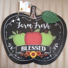 NEW FARM FRESH APPLE  DECOR COUNTRY BLESSED HANGING WALL SIGN RUSTIC 