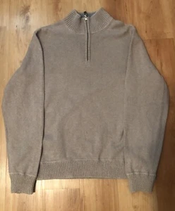 Vintage Eddie Bauer Men's Knit Sweater ~ Size XXL ~ 1/4 Zip ~ Tan ~ 100% Cotton - Picture 1 of 6