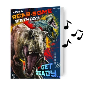 Birthday Card Jurassic World Boys Musical Sound Dinosaur Card Includes Envelope - Picture 1 of 4
