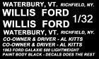 Al Kitt Willis Ford 1963 Galaxie 500 1/32 Scale Slot Car Decals Nhra Drag