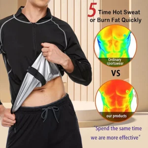 Men's Women's Sauna Jacket Gym Sweatproof Weight Loss Compression Training Top - Picture 1 of 15