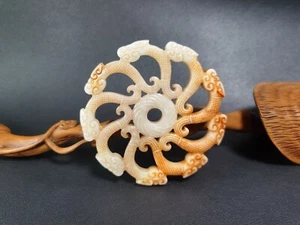 China Exquisite Natural Hetian Jade Hand-carved Nine Dragons YuPei  Pendant - Picture 1 of 4