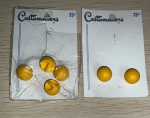VINTAGE Lot Of 6 RETRO BUTTONS 5/8” YELLOW ROUND BALLS FASHION CRAFT FASHION - Picture 1 of 2