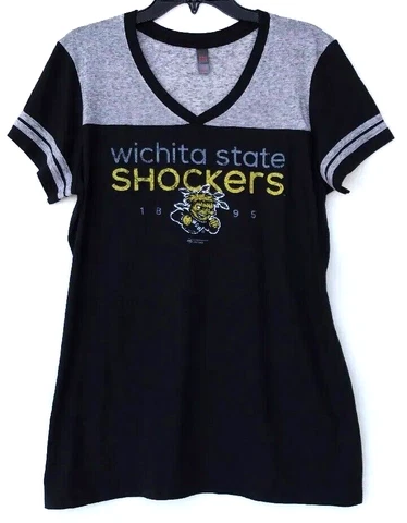 WICHITA STATE SHOCKERS WOMENS NCAA V NECK DISTRICT T SHIRT SIZE XXL Cover