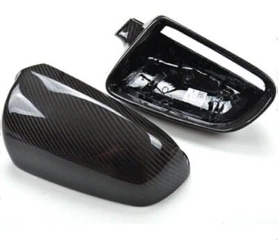 Para Audi B7 A3 A4 RS4 A6 2004-2008 Fibra de Carbono Espejo Carcasa Clip En Negro Foto 1 de 4