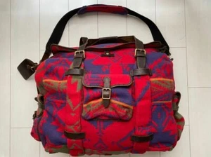 RALPH LAUREN "SUN VALLEY" NATIVE PATTERN WOOL LEATHER BOSTON DUFFLE BAG - Picture 1 of 10