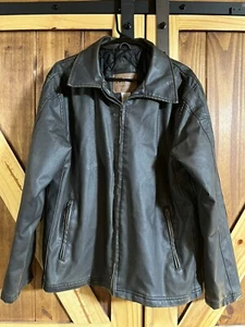 Arizona Jean Company Mens Brown Distressed Faux Leather Jacket - Large - Picture 1 of 7