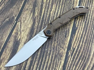 Fat Dragon Folding Knife CPM-35VN Blade Titanium/Micarta Handle Knife FatD-Brown - Picture 1 of 11