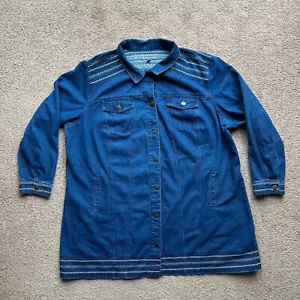 Jessica London Jeansjacke Damen 30 W Knopfleiste Langarm blau Punktkragen - Bild 1 von 11