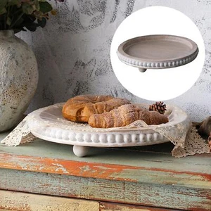 Round Serving Tray Practical Convenient Breakfast Tray Wood Beaded Tray for - Picture 1 of 7