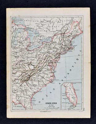 1885 Cortambert Map -  Eastern United States  New York Florida Carolina Virginia - Image 1 of 2