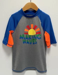 Cat And Jack Boys “Making Waves” Short Sleeve Rashguard Top Size 8-10 EUC - Picture 1 of 9