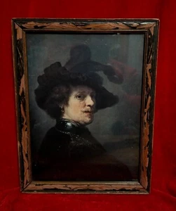 1860s-80s REMBRANDT Portrait Tronie of a Man Chromolithograph vtg Antique Print - Picture 1 of 5